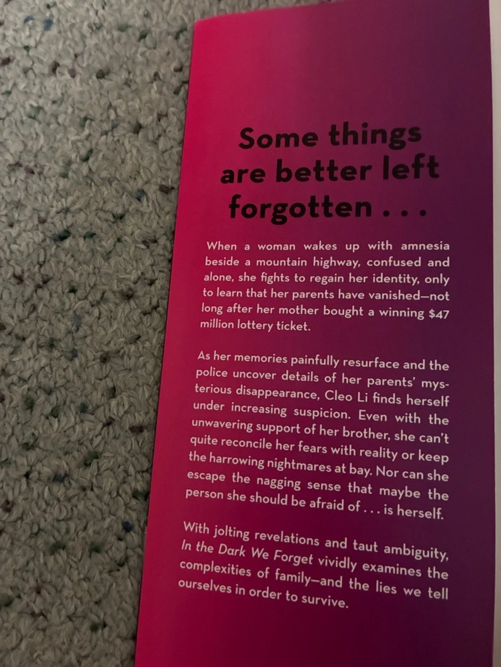 In the Dark We Forget by Sandra SG Wong - Dark Teal & Magenta Paperback - Picture 3 of 4